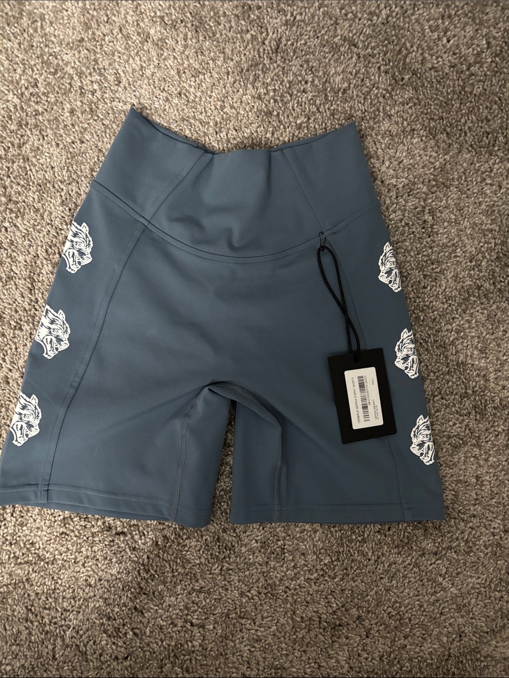 Darc Sport SHE High-Waist Athletic Bike Shorts - kitana Blue with White Accent